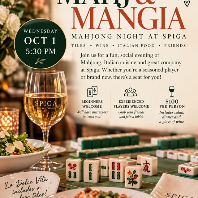 Mahj & Mangia — Mahjong Night at Spiga