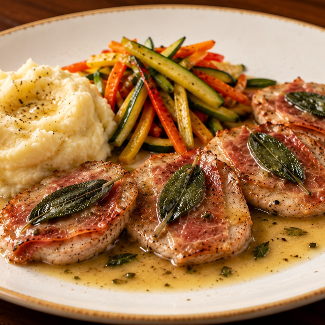 Saltimbocca alla Romana (Pork Tenderloin).