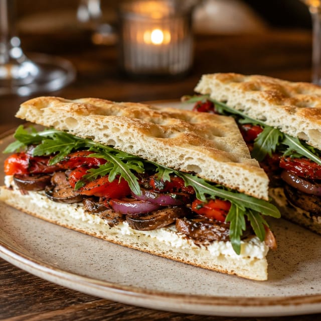 Funghi Schiacciata (Tuscan Vegetable Sandwich).