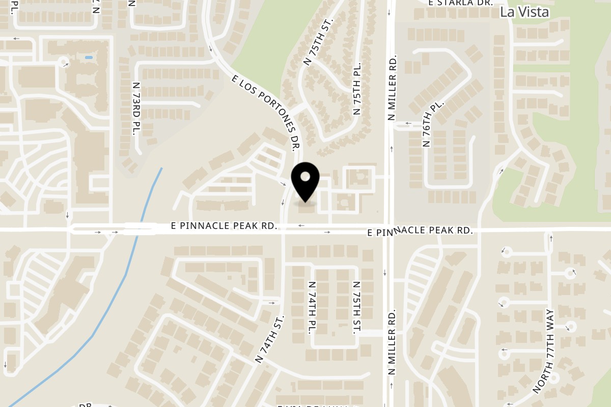 Map showing the location of Spiga Cucina Italiana on 7500 E Pinnacle Peak Rd in Scottsdale